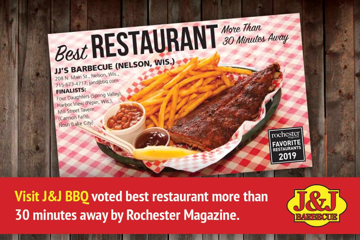 J&J Barbecue Named Best Restaurant More than 30 Minutes from Rochester! For the Second Year in a